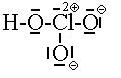 formule de lewis 4 liaisons 9 paires libres charges formelles 2+ sur le chlore et - sur les oxyg&egrave;nes li&eacute;s au chlore. Uniquement des liaisons simples.